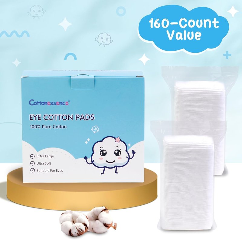 Cotton Eye Cotton Pads - 100% Pure Lint-Free, Soft-Edged Design | Extra Large, 160-Count for Makeup Removal & Toner Application