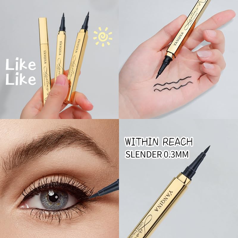 Waterproof Liquid Eyeliner - Smudge-Proof & Long-Lasting Black Eyeliner