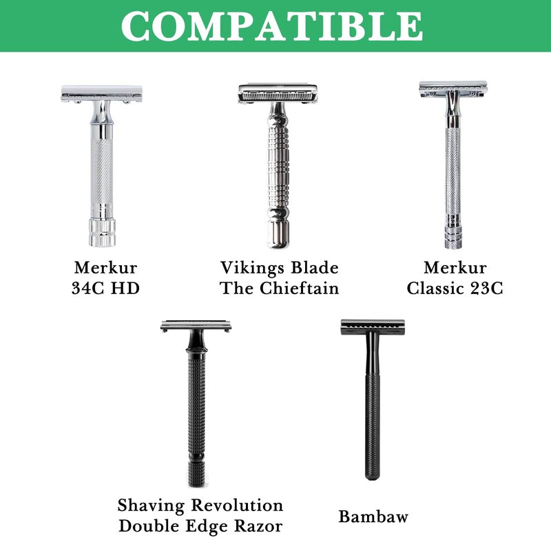 Linkidea Stainless Steel Razor Stand and Brush Holder with Non-Slip Base, Creative Bamboo Style Safety Shaver Organizer Compatible with Vikings Blade Chieftain, Odin (Grey)