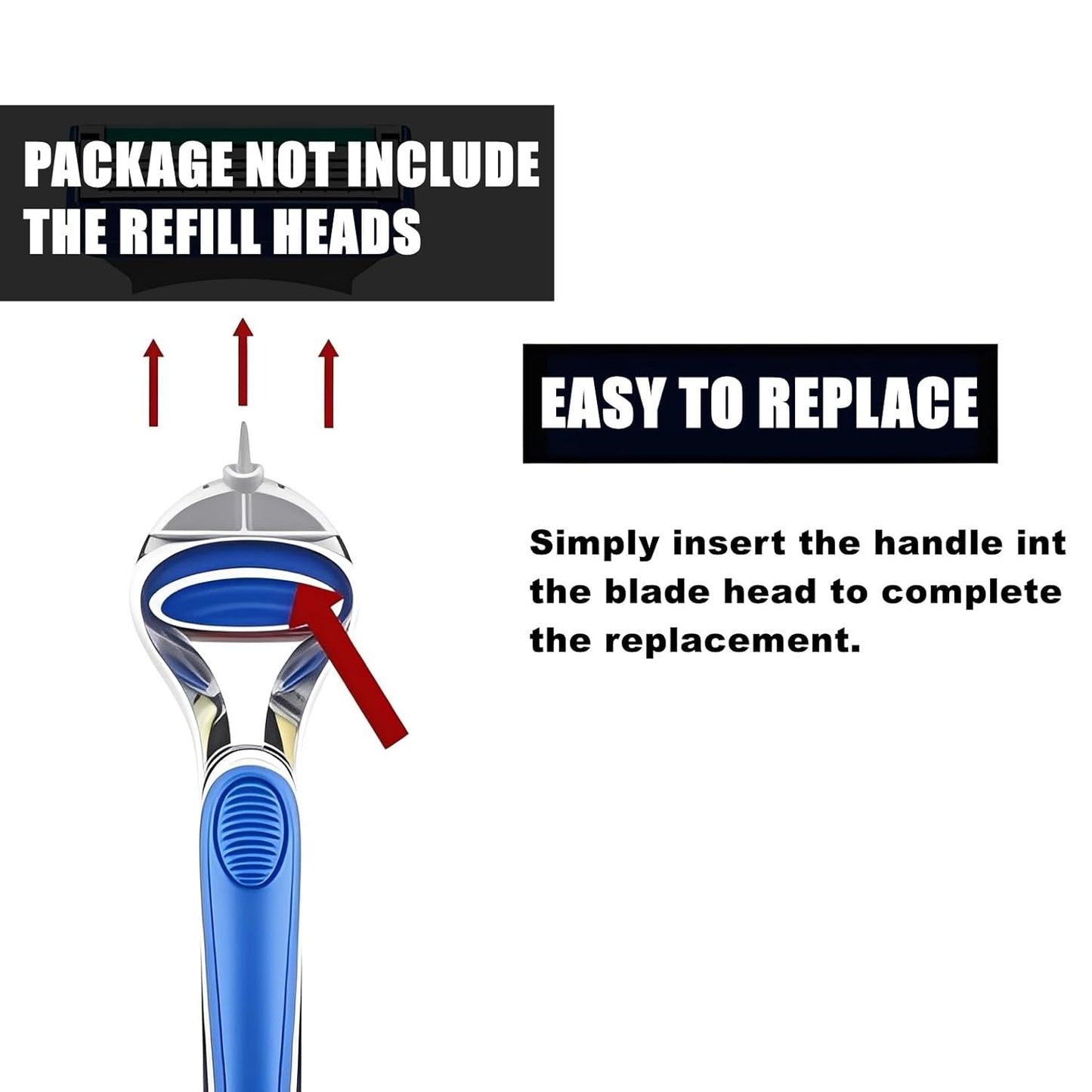 Gillette Fusion 5 Replacement Handle - Ergonomic Metal Design for Comfort | 2-Pack