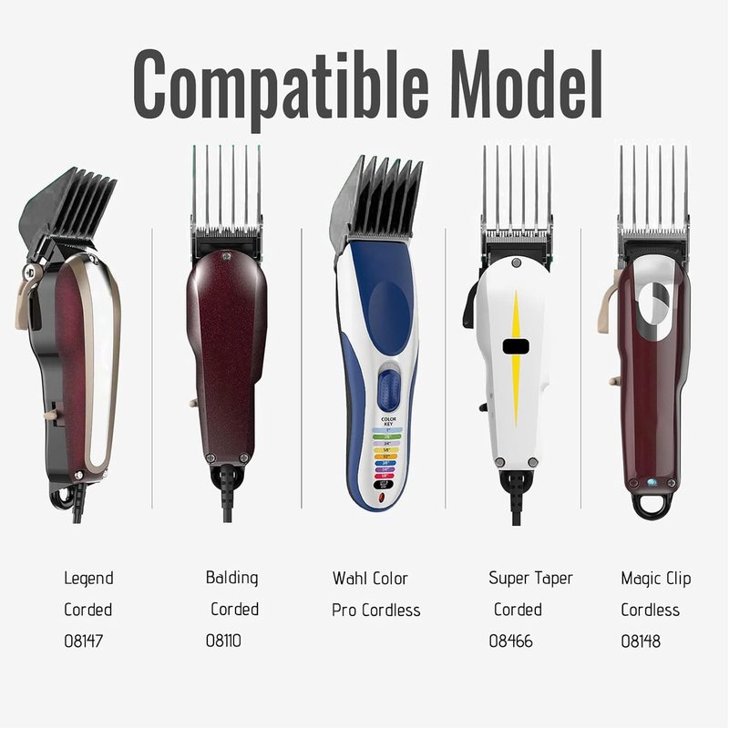 AFANSO Mega Hair Clipper Guards, 8pcs Gray, Fits Most Wahl Full Size Hair Clippers (3 Inch 8pcs)