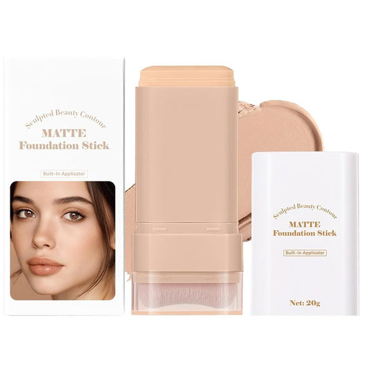 Beauty Balm Serum - Dual-Ended Eraser Foundation Stick with Brush | Full Coverage Korean Makeup in #3 Warm Beige