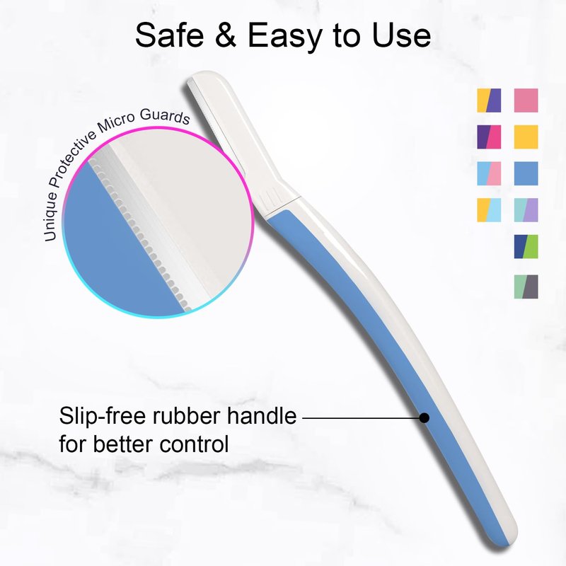 THURLADY Dermaplane Razor, Face and Eyebrow Razors for women, Exfoliating Facial Razor & Dermaplaner, Skin Care Tool for Smooth Skin, Gentle Exfoliation & Facial Hair Removal, (12 pcs, Aegean Frost)