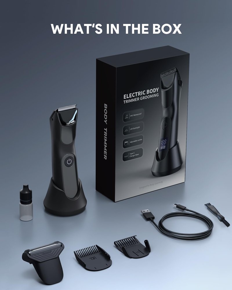 Roleader Body Hair Trimmer for Men, Manscape Pubic Hair Trimmer Balls, Body Shaver for Men Groin, IPX7 Waterproof Ball Trimmer, Electric Body Grooming, Bikini Razors Women, USB Recharge Dock