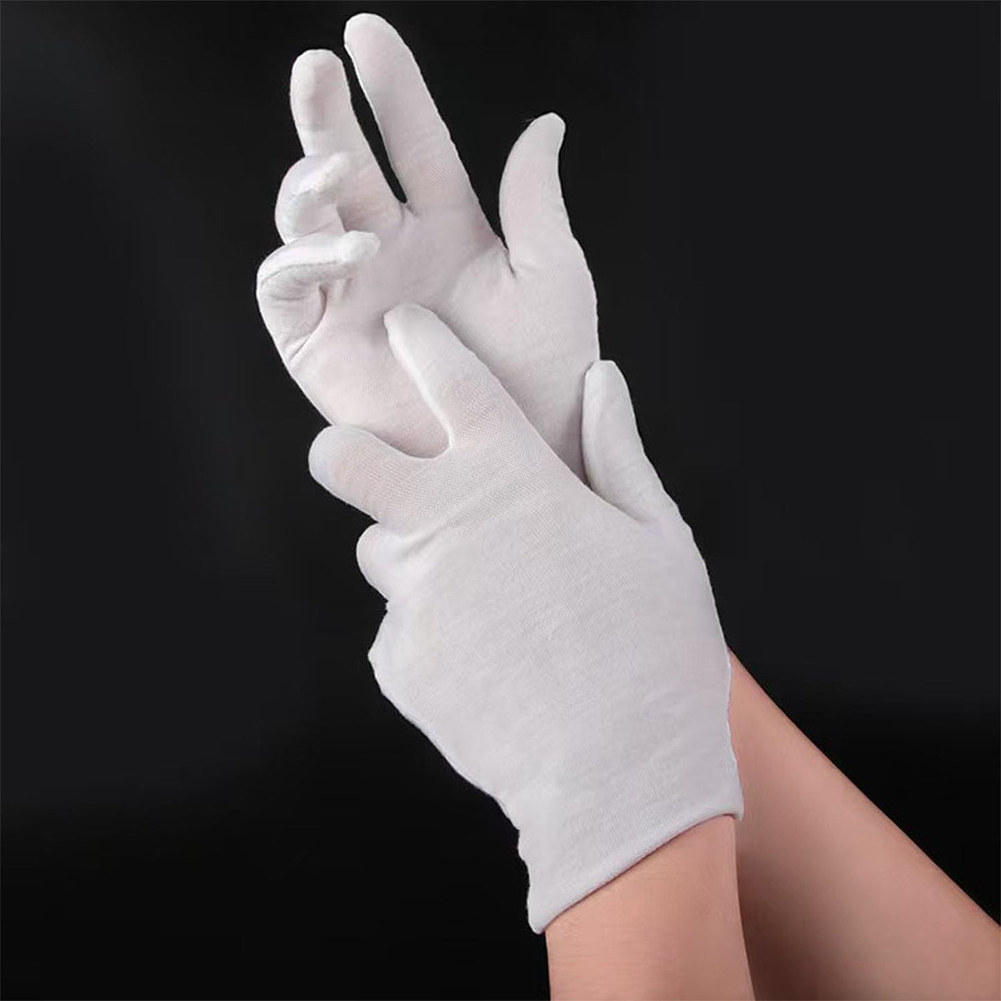 12 Pairs White Cotton Gloves for Eczema Dry Hands Breathable Work Glove Liners Moisturizing Spa Jewelry Inspection Etiquette Gloves Stretchy Fit for Men Women 24PCS Archival Photo Gloves (Medium)