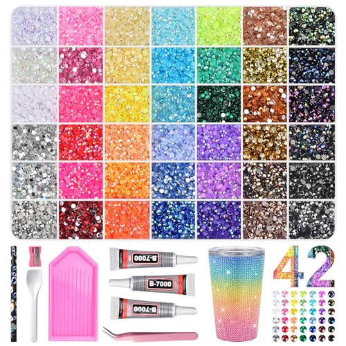 42000 Pcs Jelly Rhinestones Kit with B7000 Glue & Tools