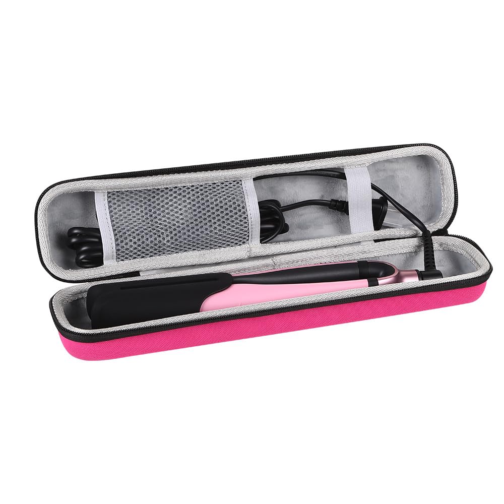 REQO EVA Hard Carry Travel Case,Hair Straightener Case for Classic Hair Straightener Curling Irons Styler,Flat Iron Storage Carrying Pouch for Vacation with Handle(Only Case) (Rose Red)