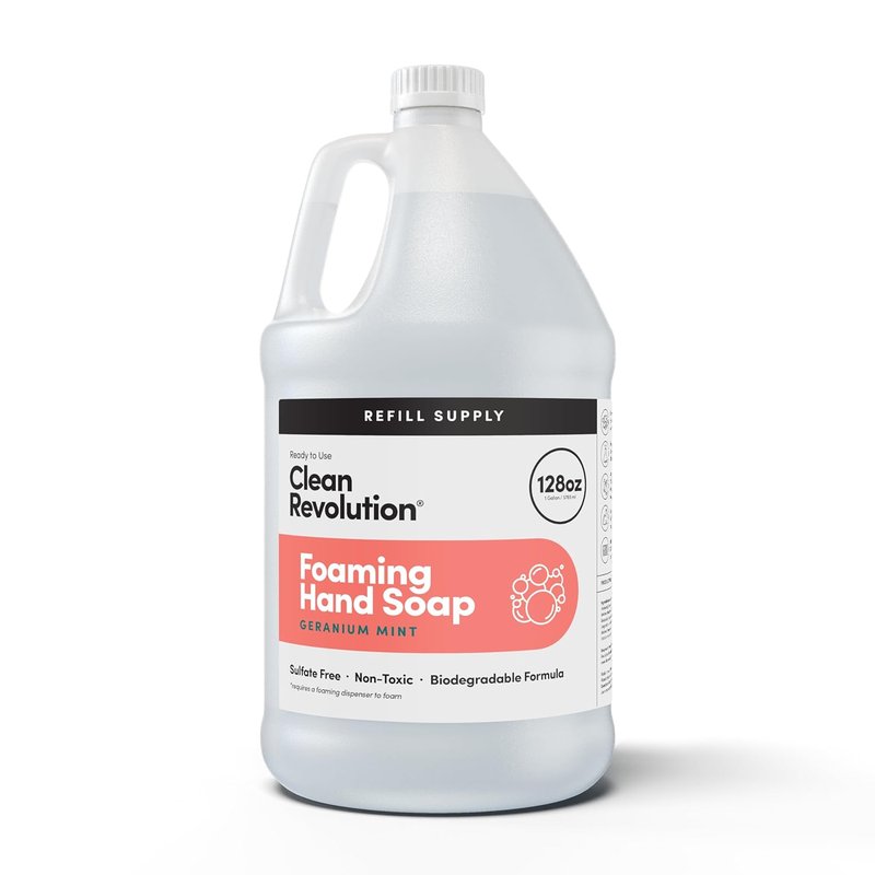 Foaming Hand Soap - Gentle & Moisturizing with Essential Oils | Geranium Mint, 128 Fl Oz