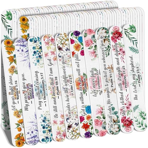 52PCS Christian Nail Files with Bible Verses - Bulk Emery Boards