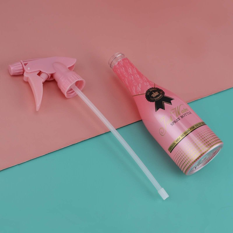 Segbeauty Adjustable Spray Bottle, 9.8oz Champagne Design Plastic Plant Mister with Fine Mist to Stream Settings, 280ml Empty Refillable Handle Rose Pink Sprayer for Home Cleaning Hair Salon