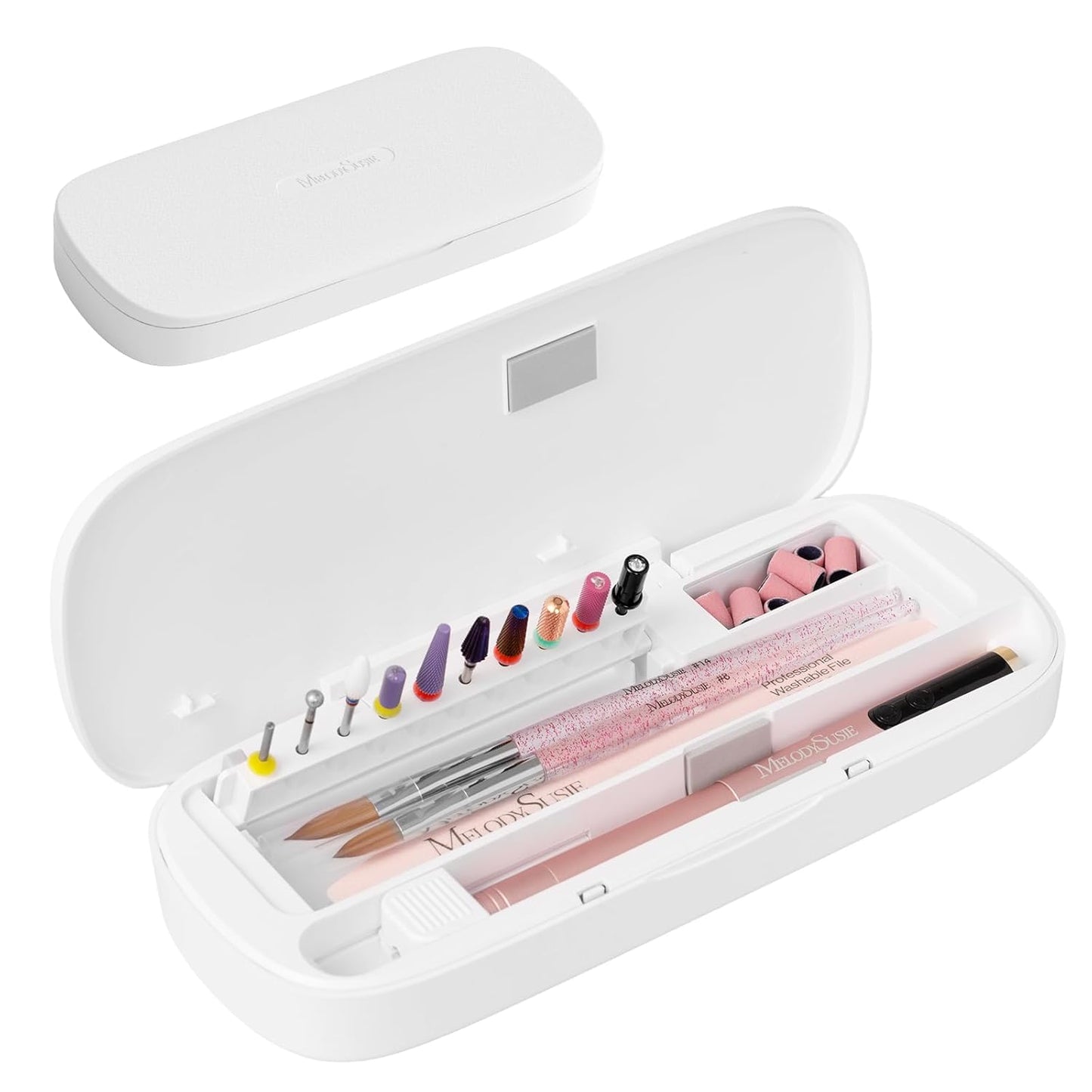 Acrylic Nail Tool Storage Box - Portable Dustproof Organizer for Manicure & Efile Accessories | White