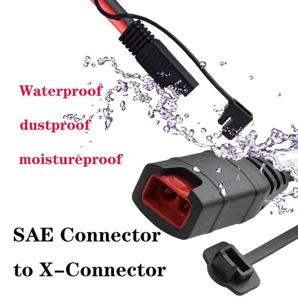 Antianxia SAE Connector Compatible with NOCO Genius Smart Battery Charger GC004 X-Connect 12inch-14AWG,SAE Extension Cord Cable, 3 * 20A Fused Waterproof Plugs