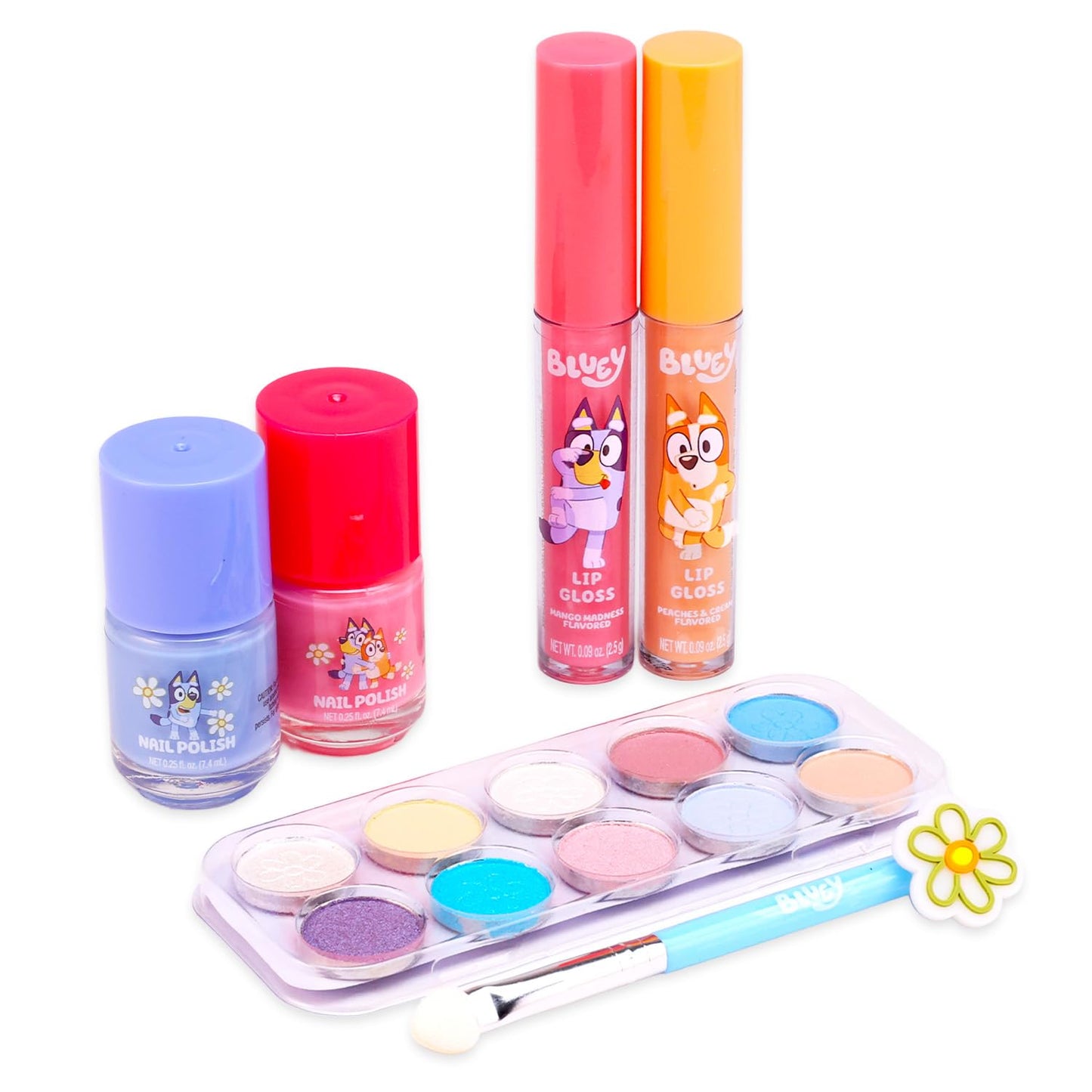 Bluey Beauty Set - Makeup Bundle with Eye Shimmer Palette, Nail Polish & Lip Gloss | Fun Dress-Up Accessories for Kids