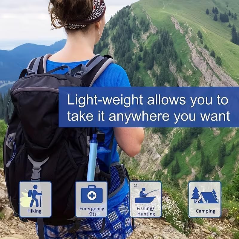Portable Water Filter Straw - Compact Purifier with Extension Tube | Ideal for Hiking, Camping, and Emergency Preparedness