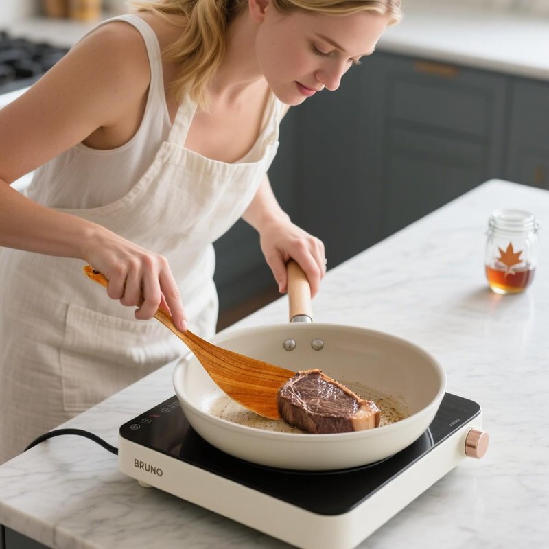 Flat Edge Cooking Spatula - Smooth Handle Utensil for Flipping & Serving | Brown Color