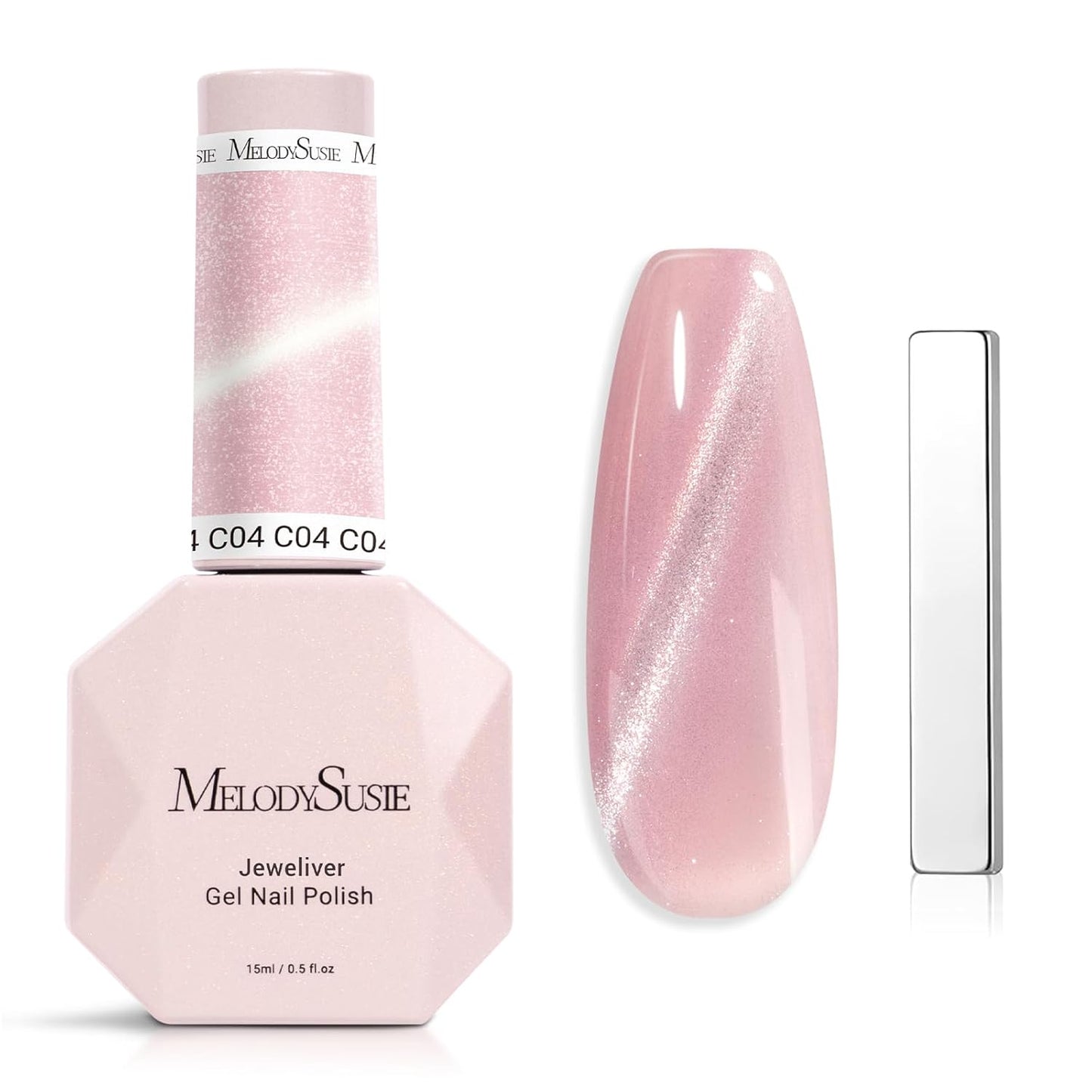 MelodySusie Cat Eye Gel Nail Polish - Burgundy Red Glitter Holographic | 0.5 Fl Oz UV Nail Art