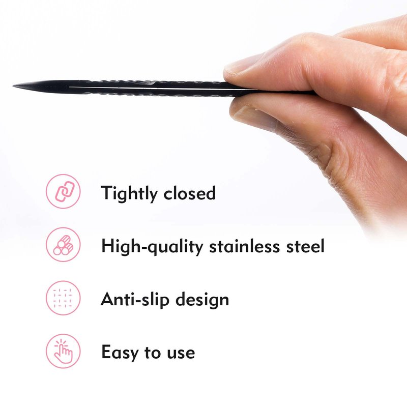 VEYES INC Lash Tweezers for Eyelash Extensions,Fiber Tip Tweezers Kit for Individual Classic and Volume Lash,3PCS Stainless Steel Lash Tweezers-Black