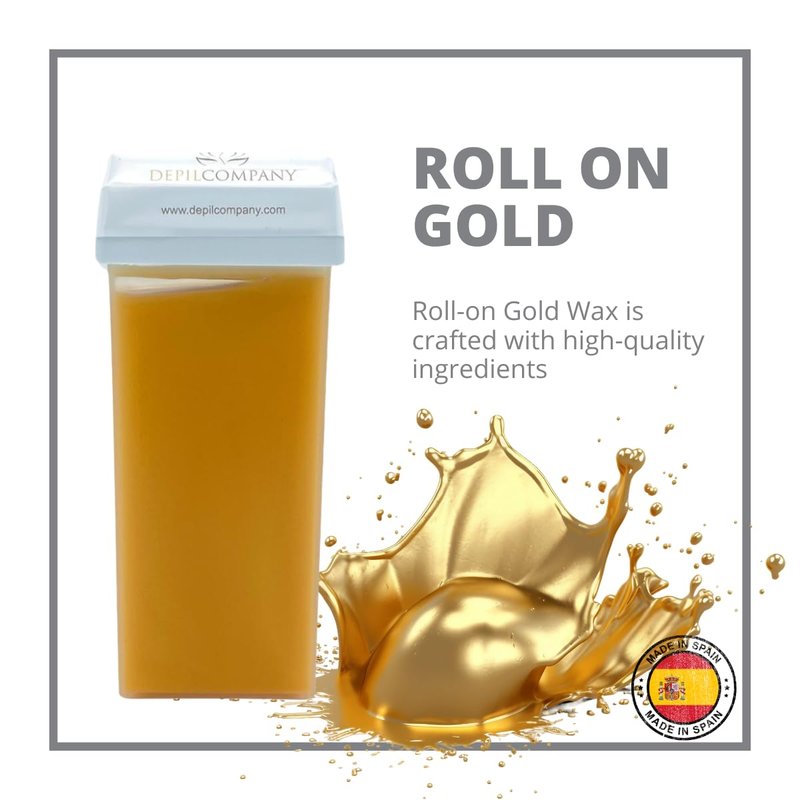 Depilcompany Roll on Gold Wax Cartridge, Hair removal for Women-men, Painless, Sensitive skin, With Titanium Dioxide, At Home Seft Waxing, Not include Wax Warmer and Strips, 110ml / 3.72oz (3 PACK).