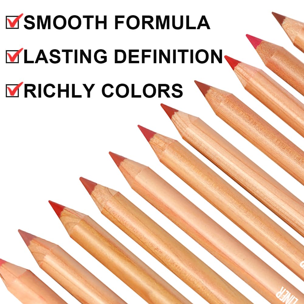 Matte Lip Liner Set - 12 Vibrant Colors | Long-Lasting Waterproof & High Pigment Lip Pencils for Daily Makeup