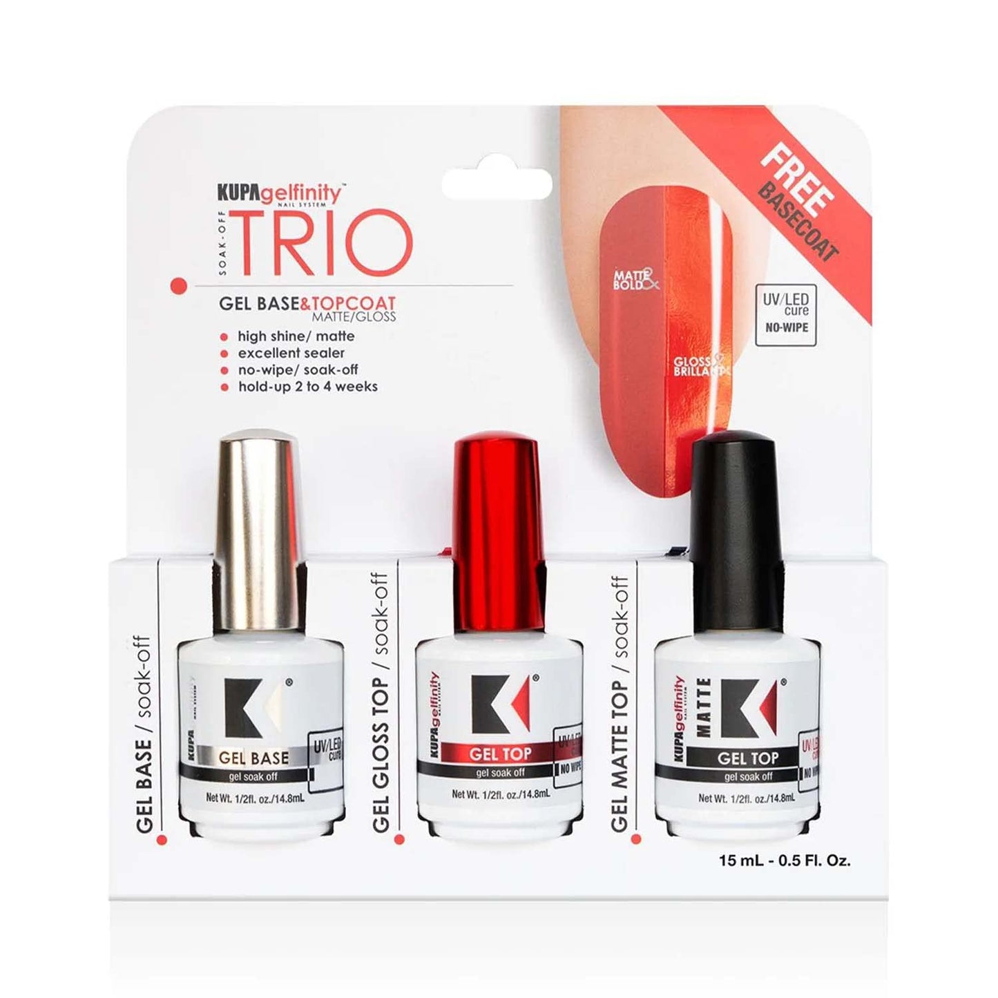KUPA GelFinity Soak Off Gel - Matte Top Coat (No Wipe) 0.5 Fl Oz