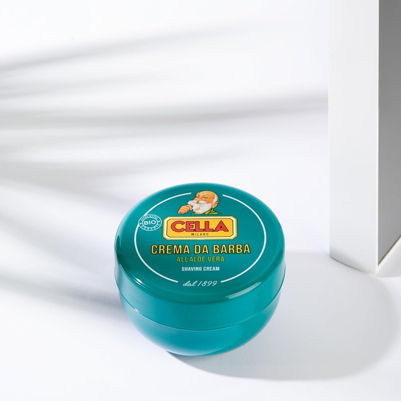 Cella Milano Aloe Vera Shaving Cream Soap, 150 g – Dense, Luxurious Lather with Razor-Glide Protection, Made in Italy Since 1899”