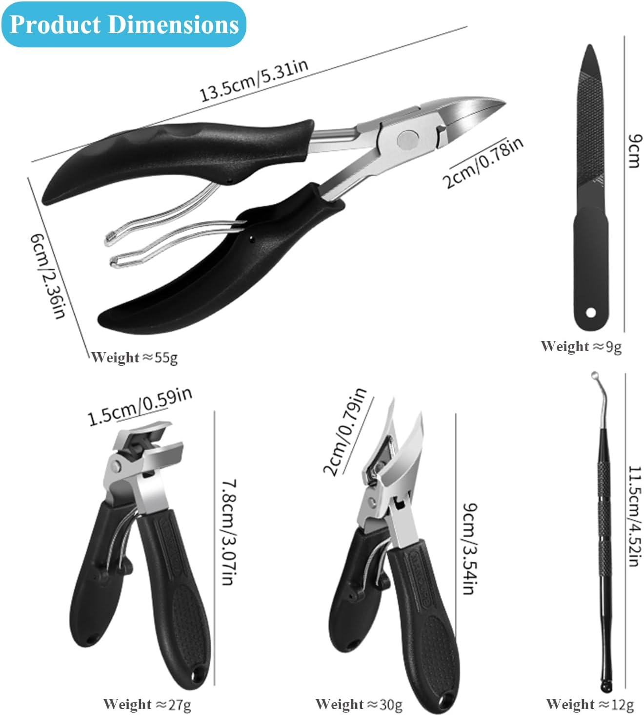 Toenail Clippers for Thick Nails - Heavy Duty Angled Head Design | Ideal for Seniors & Ingrown Toenails