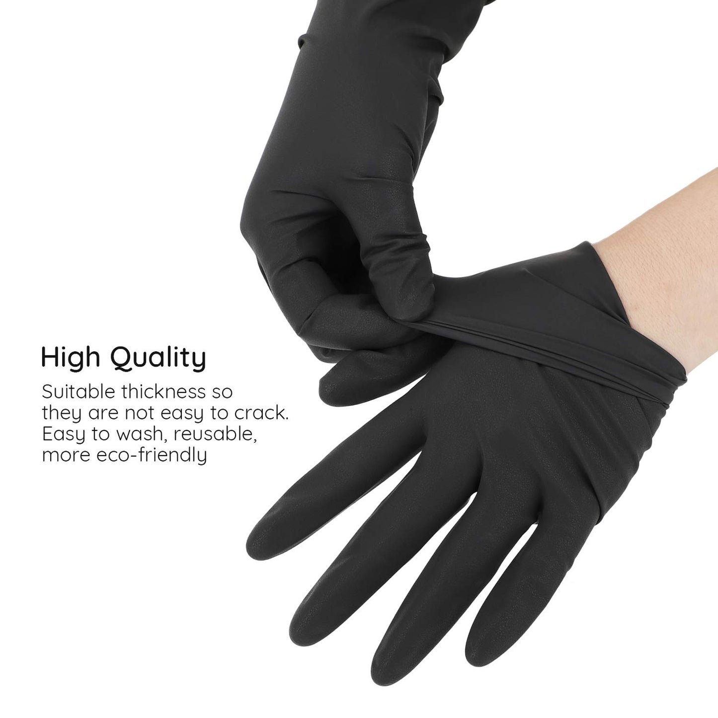 Hair Dye Gloves - 20 Count Black Reusable Rubber Gloves for Professional Hair Coloring | Medium Size