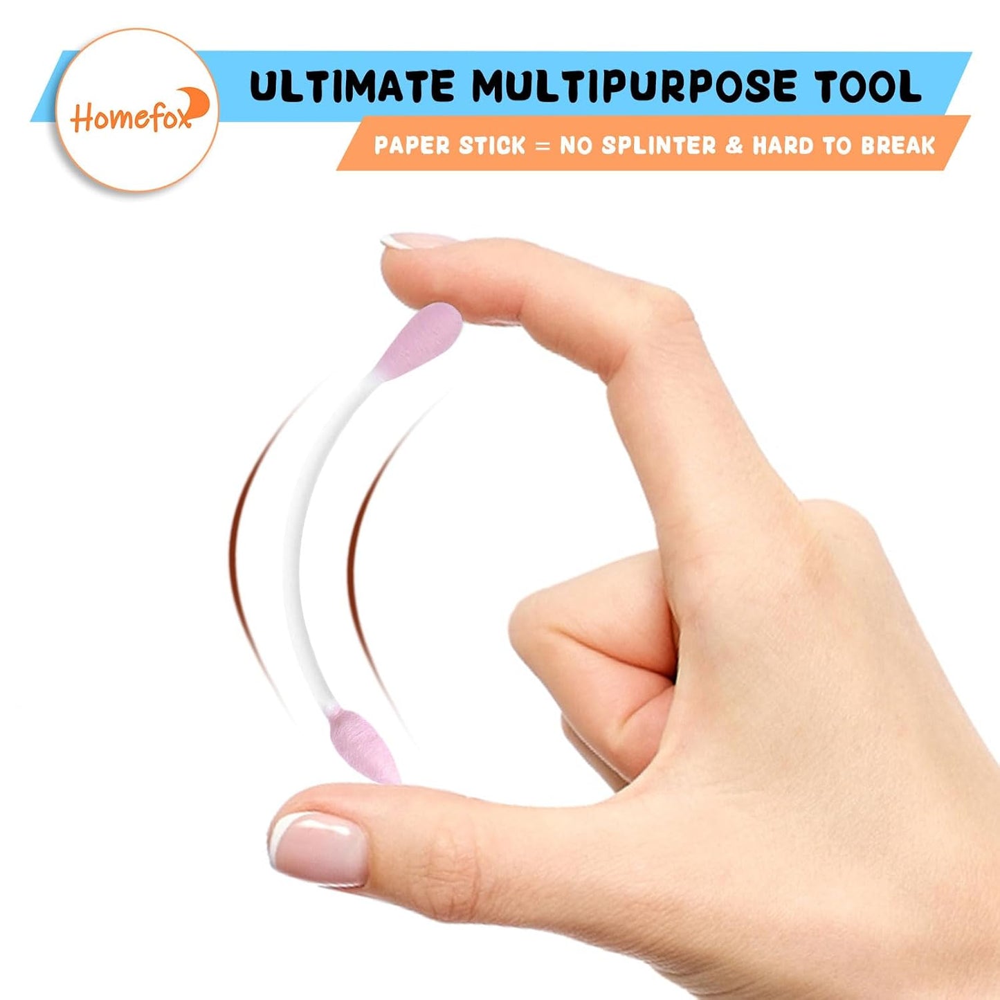 XL Pink Cotton Swabs - Pointed Precision Organic Buds | 250 Count Double-Sided Tips