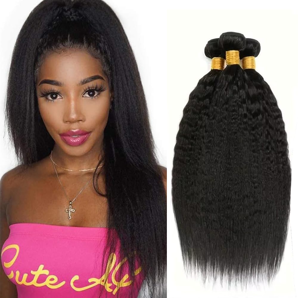 Human Hair Bundles Yaki Straight Bundles 26 28 30 inch Yaki Human Hair Bundle Kinky Straight Bundle