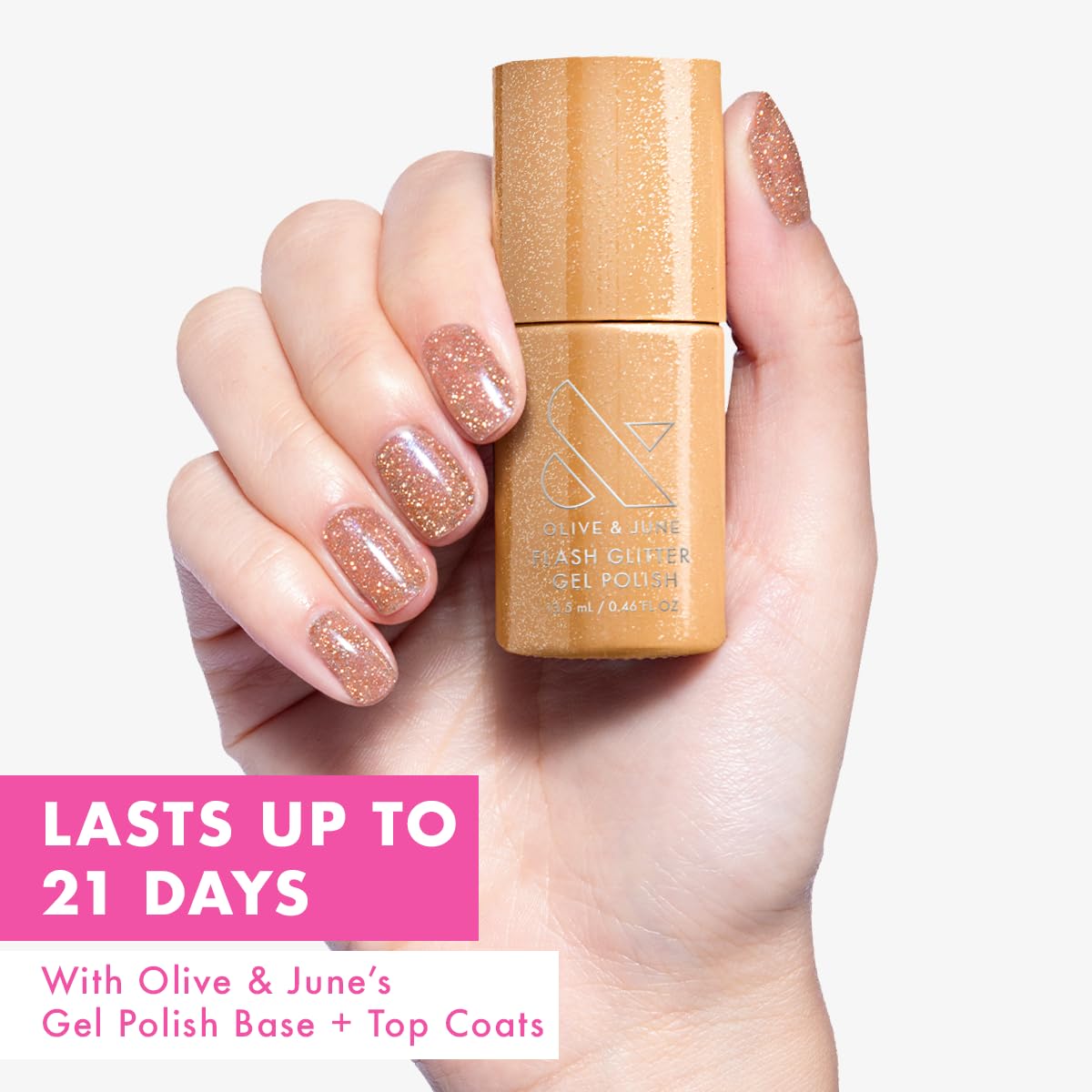Olive & June Gel Nail Polish, Pop Fizz Mani Gold Glitter