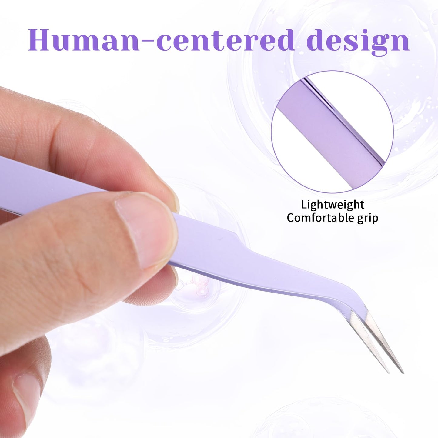 2 Pack Lash Tweezers for Eyelash Extensions Professional Eyelash Extension Tweezers Lash Cluster Tweezer Precision Fiber Tip Stainless Steel Lashes Applicator Tool for Home and Professional Use