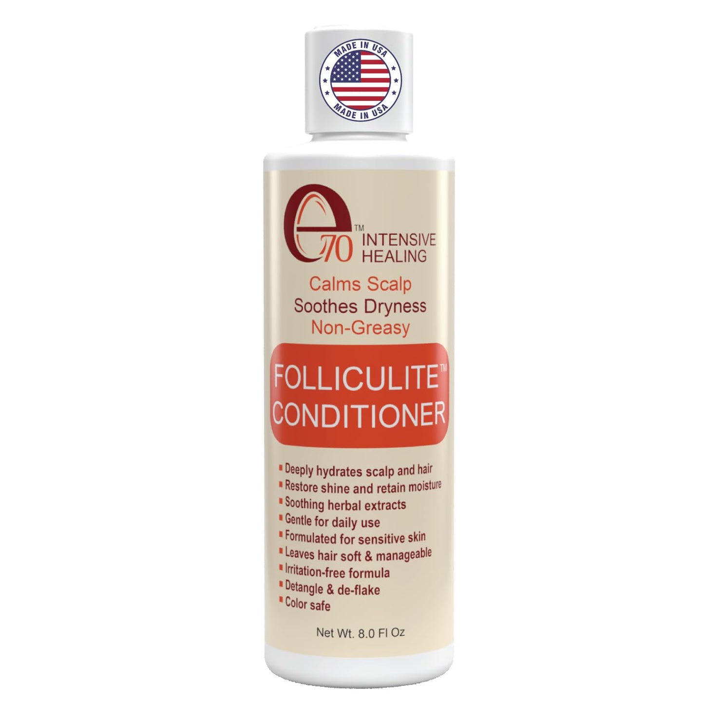 Folliculitis Treatment Conditioner with 3% BHA, Salicylic Acid, Tea Tree Oil & Chamomile Extracts - Anti Itch for women & men with Irritated Flaky Scalp Acne Treatment, Made in USA by e70, 8 fl oz