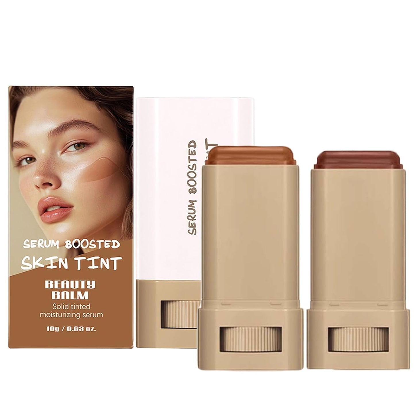 Beauty Balm Skin Tint Stick - Hydrating Serum Foundation for Lightweight Coverage & Radiant Finish | Creamy Contour Stick