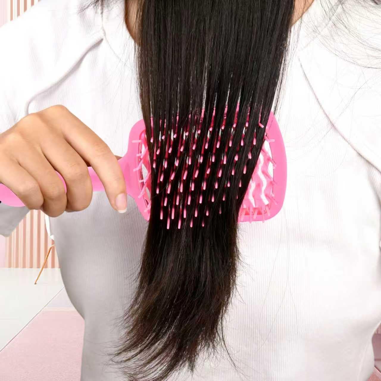 Detangling Brush for All Hair Types - Pain-Free Brushing with DuoFlex Anti-Static Bristles | Lightweight Vented Design (Pink)