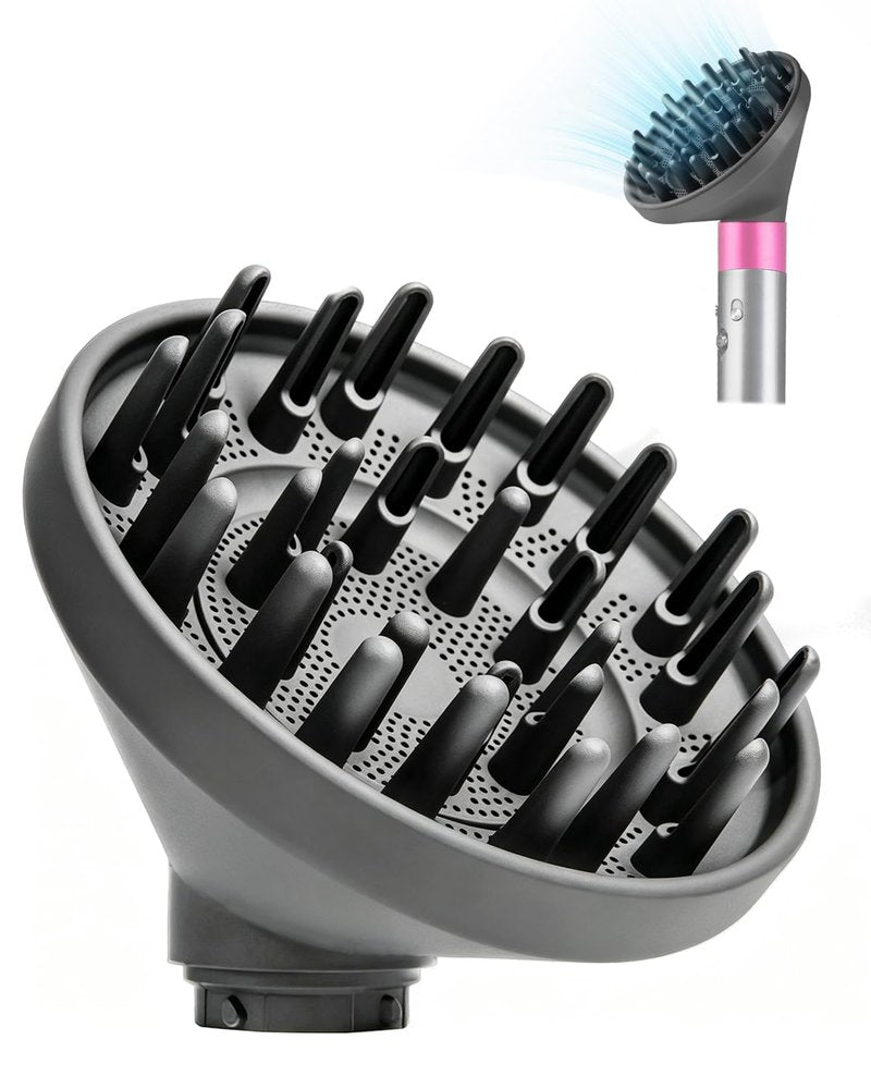 TOSAGE Upgraded Large Diffuser for Dyson Airwrap HS01 HS05 HS08 id, Diffuser Nozzle Attachment for Fast Drying Wave Curly Thick Hair, Gray