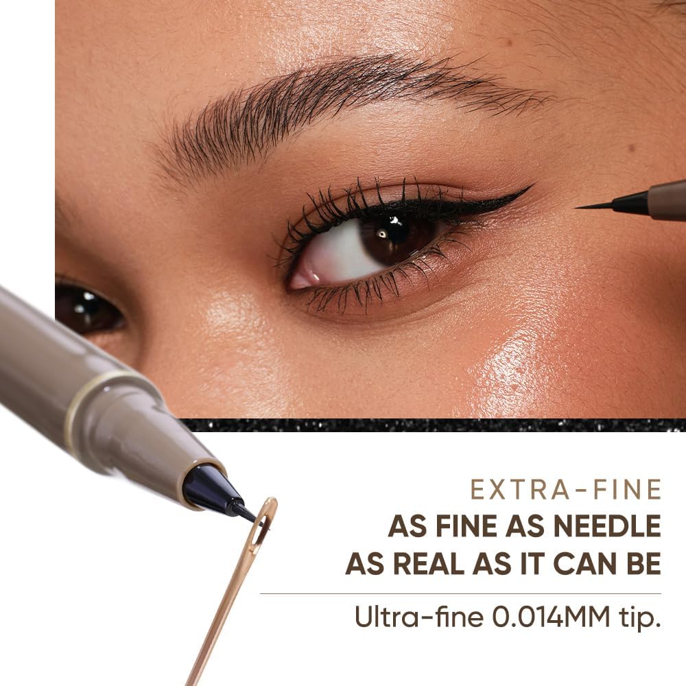 Ultra-Fine Liquid Eyeliner - Precision Tip, Smudge-Proof & Waterproof | Ideal for Hooded Eyes (#01 Black)