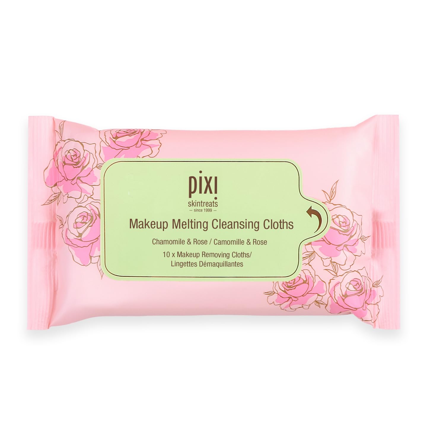 Pixi Beauty Glow Tonic Cleansing Cloths - Exfoliating & Hydrating Face Wipes | Pack of 10 Towelettes