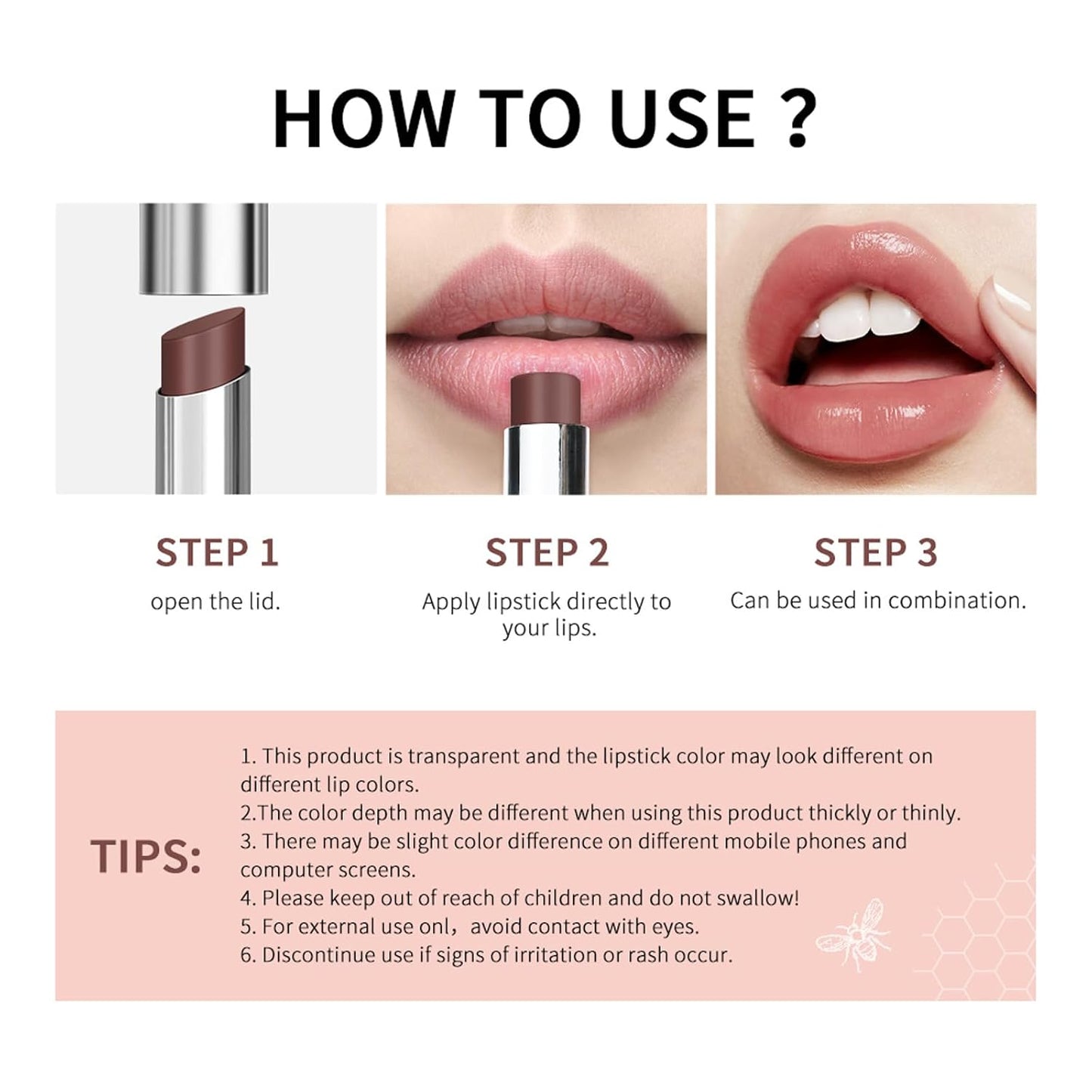 Honey Lipstick Tinted Lip Balm - Sheer Hydrating Color for All Skin Tones | Moisturizing Black Cherry Tint (Nude Honey)