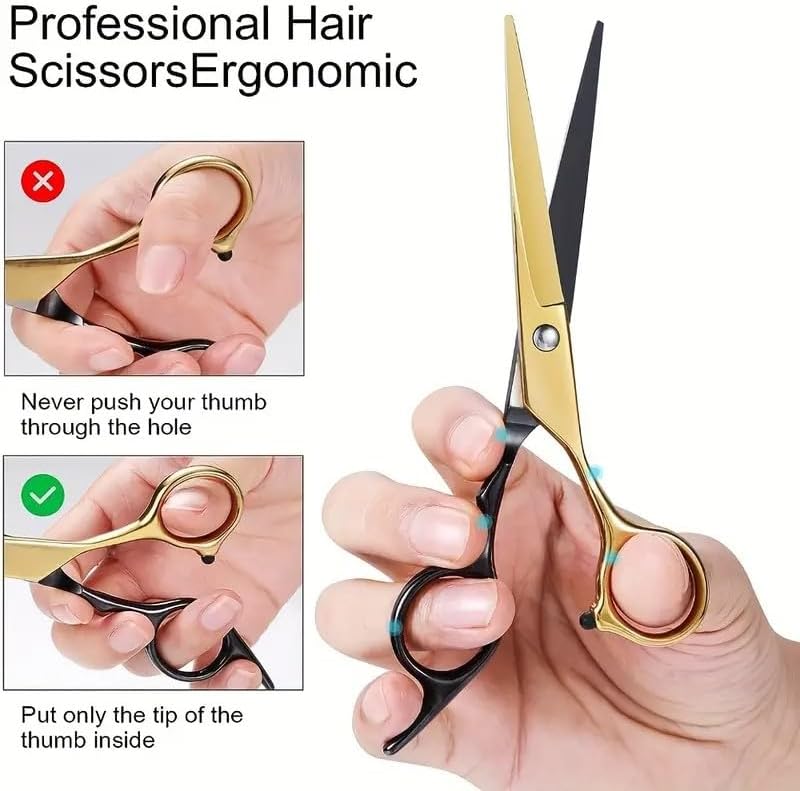 Professional 9-Piece Hairdressing Scissors Set - 6-Inch Barber Shears Kit with Thinning Scissors, Comb & Travel Case | Ideal for Adults, Salons & Pet Grooming