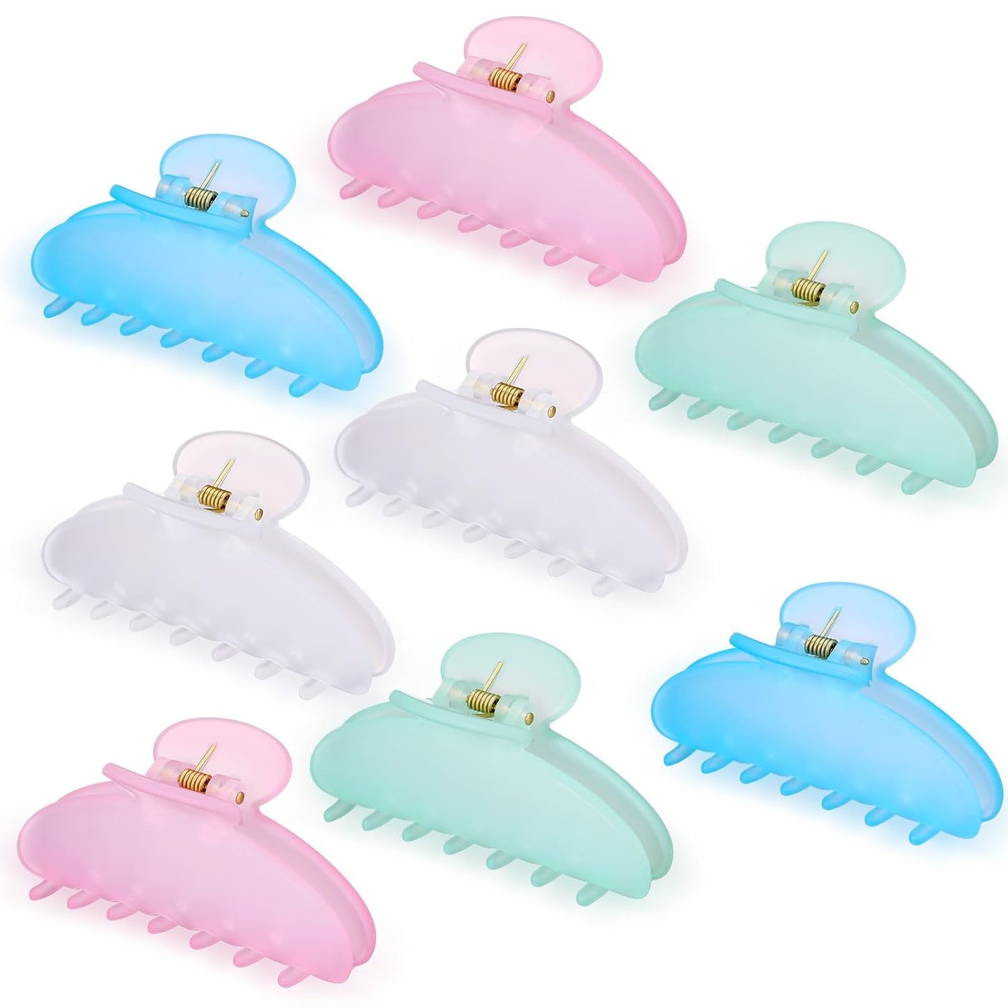 Large Acrylic Hair Claw Clips for Women - 8 Pcs Non-Slip Strong Hold | French Turquoise Color