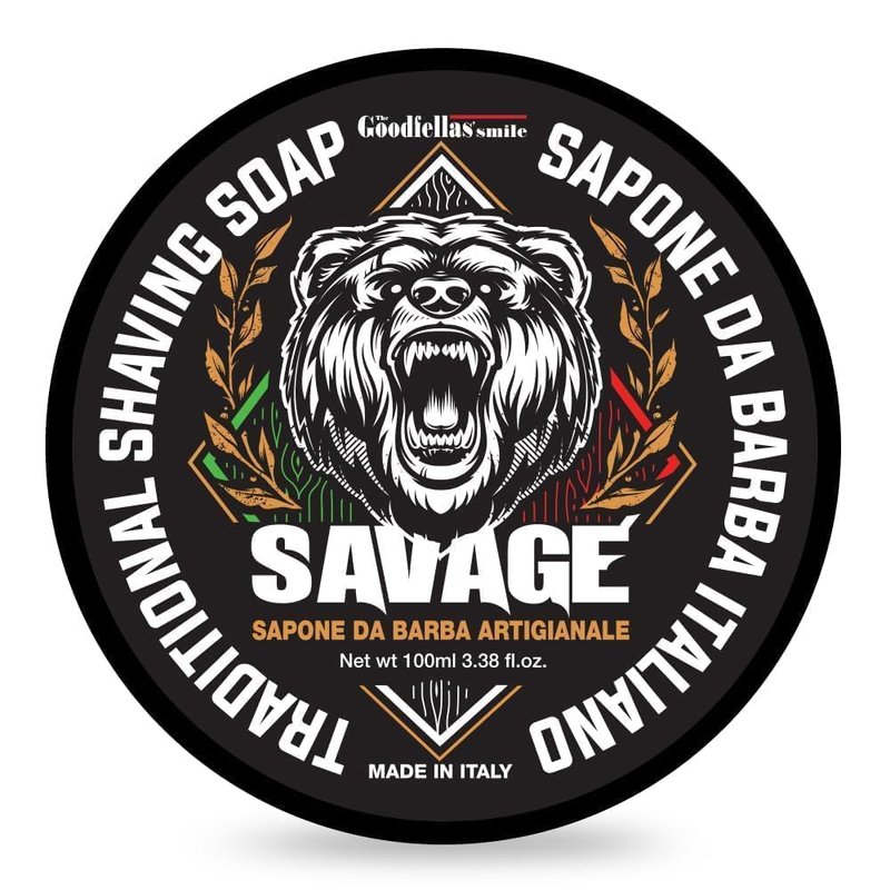 The Goodfellas' Smile, SAVAGE (Bergamot & Lemon), Luxury Italian Shaving Soap, Formulated for Use with A Shaving Brush, Made in Italy