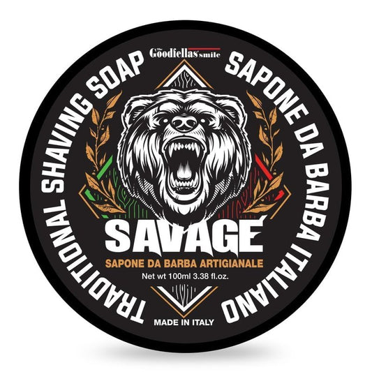 The Goodfellas' Smile, SAVAGE (Bergamot & Lemon), Luxury Italian Shaving Soap, Formulated for Use with A Shaving Brush, Made in Italy