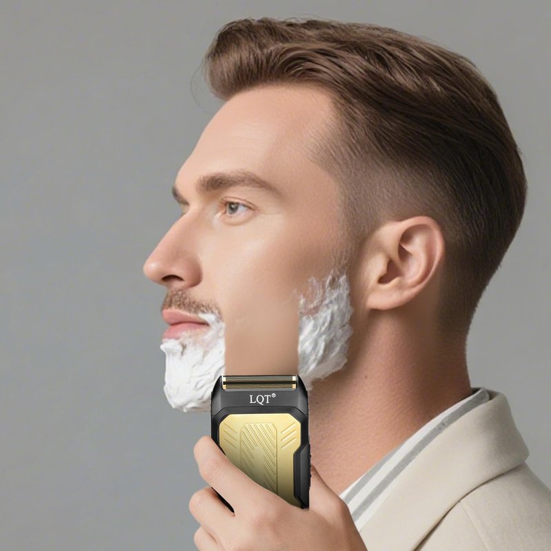 LQTⓇ Mini Foil Shaver, Portable Cordless Electric Shaver for Men, Equipped with a Set of Replacement Heads, USB-C Charging Cable, and Cleaning Brush, Suitable for Travel and Home use (Black)