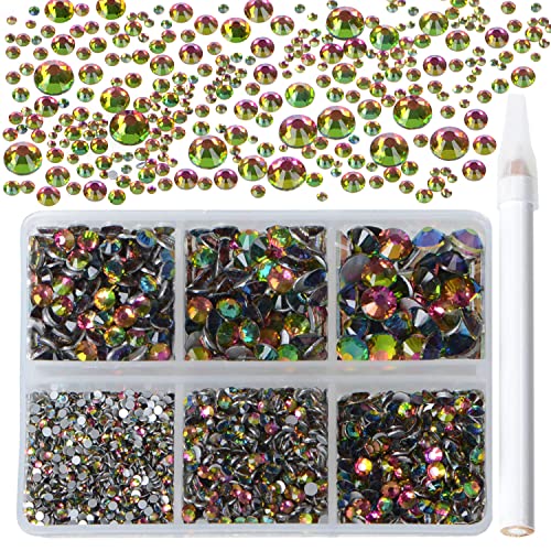 Bymitel Vitrail Medium Rhinestones 6 Sizes 5000PCS Glass Flatback Gems for Jewelry & Crafts