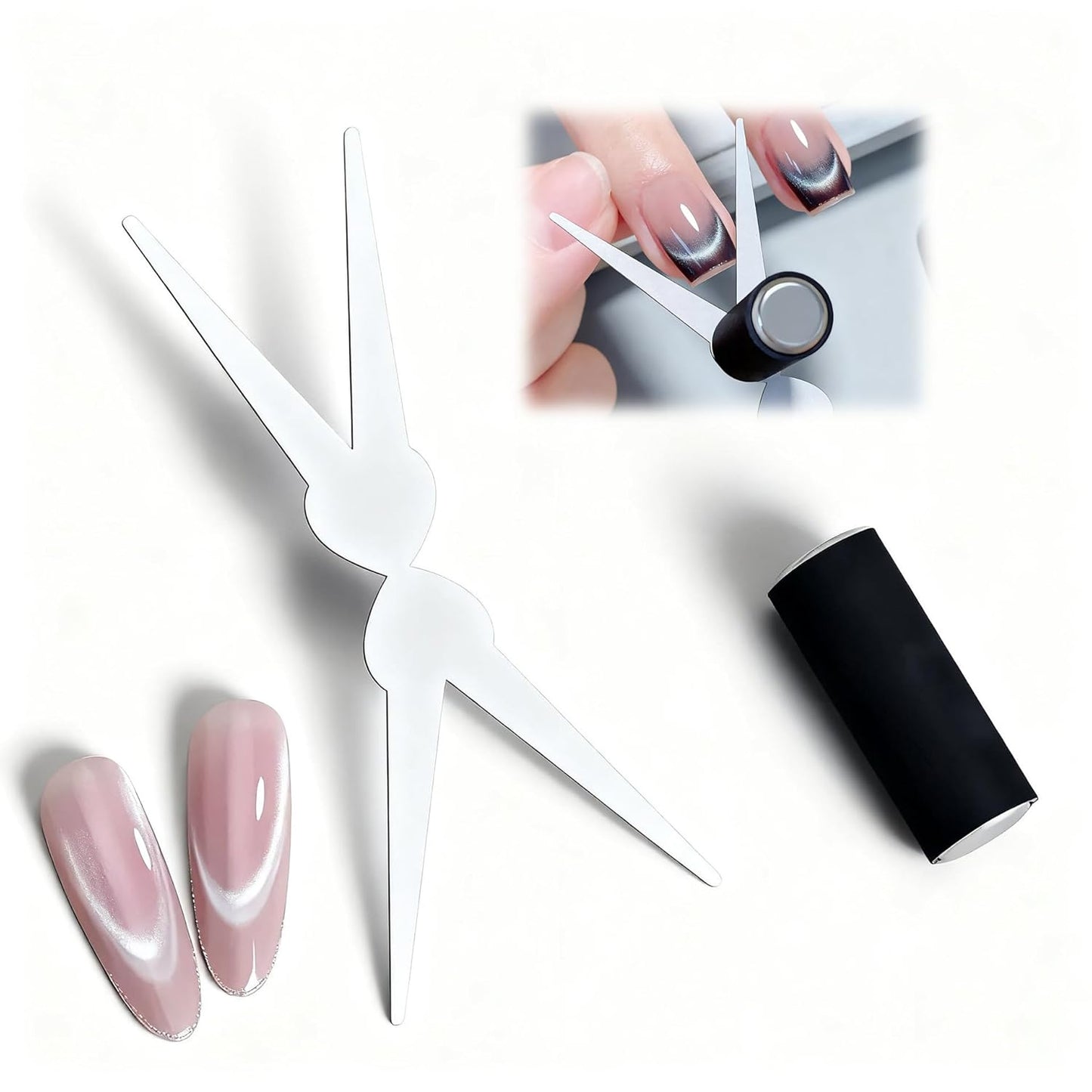 Cat Eye Nail Magnet Tool Set - 2PCS for Scissor & French Tip Designs | DIY Nail Art Kit