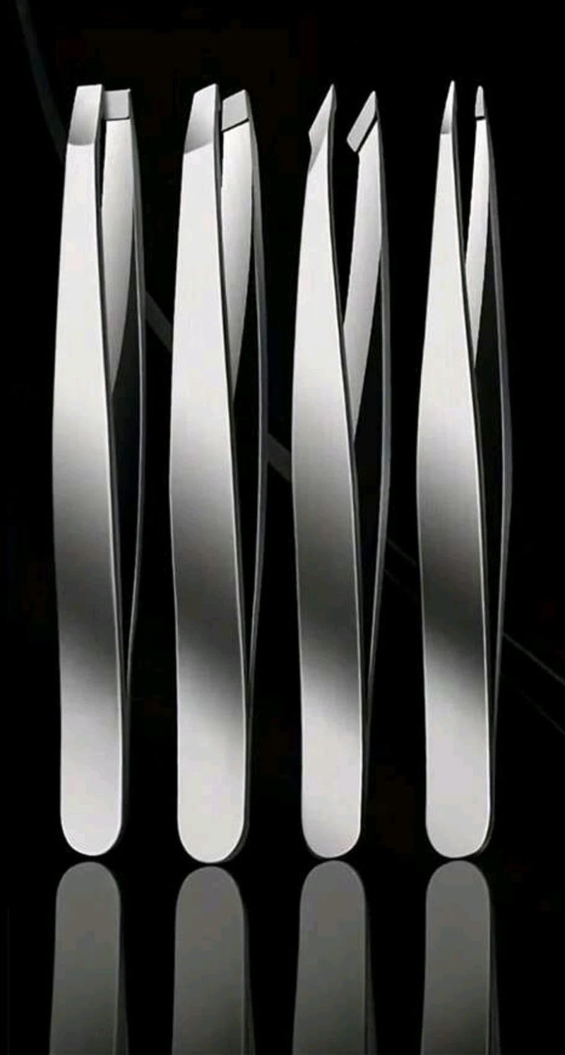 4-Piece Stainless Steel Tweezer Set - Tweezers for Eyebrows, Precision Tweezer Set for Women & Men - Ingrown Hair Tweezer, Long Lash & Eyelash Tweezers, Tweezers for Crafting (Silver)