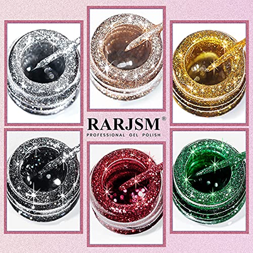 RARJSM Platinum Metallic Gel Nail Polish Set - 6 Colors, 8ml