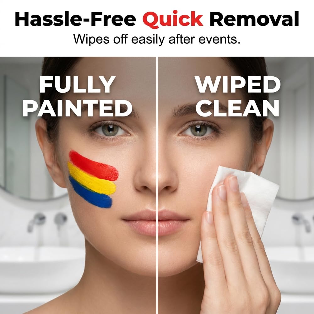 Face Paint Stick for Sports Fans - Washable Red, White & Green Body Paint for Baseball & Soccer Games | 2026 Design
