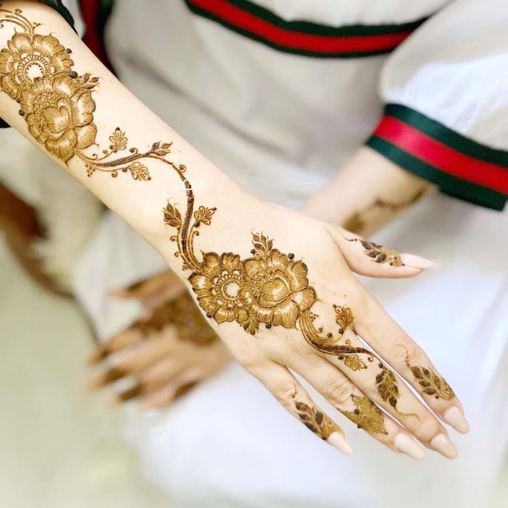 Temporary Tattoo Stencil Kit - 10 Henna Templates for DIY Body Art | Large Indian Glitter Designs