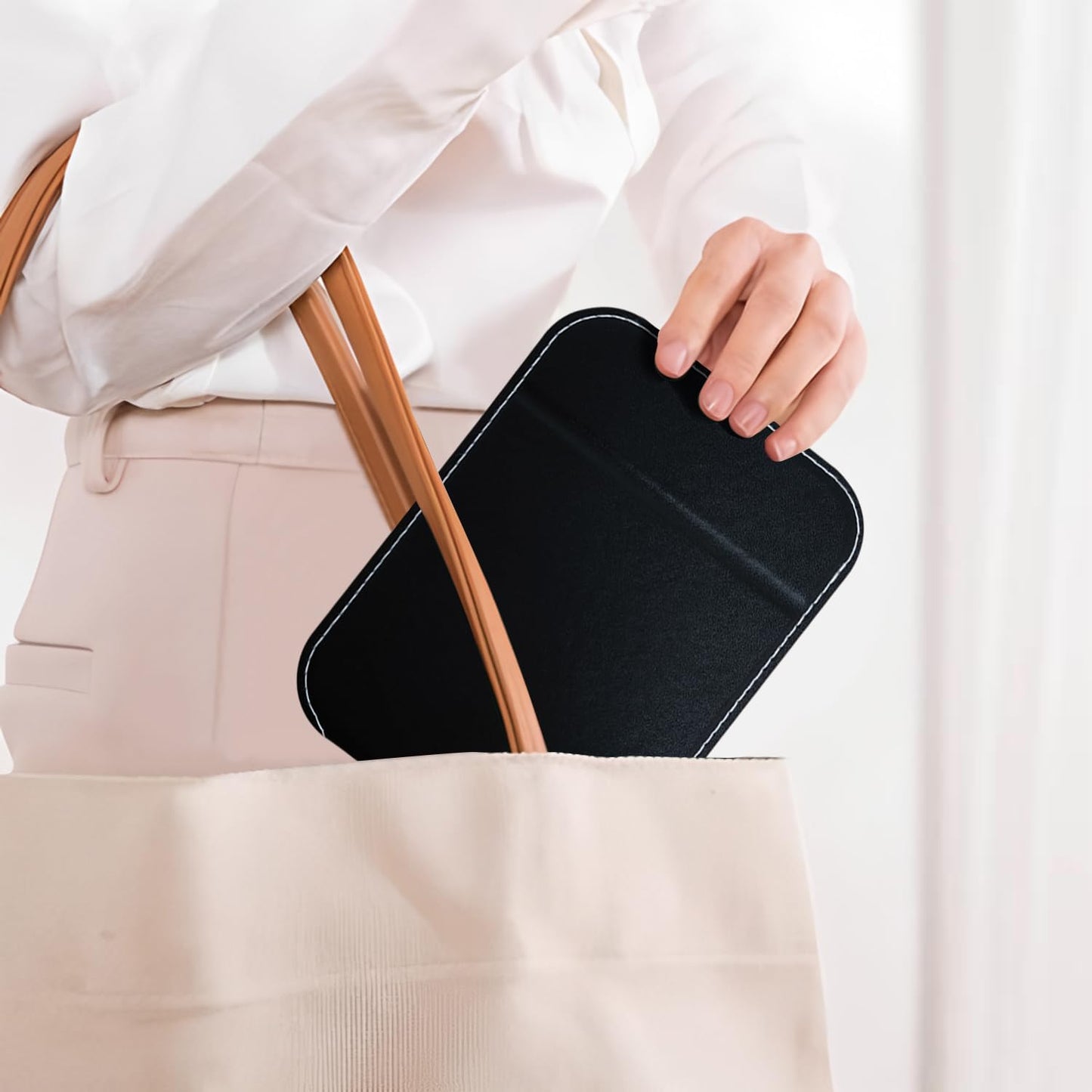 Travel Mirror - 6.5x8.9” Adjustable Foldable Desk Mirror with PU Edge Cover - Perfect for Camping & Home Use
